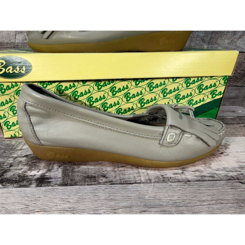 Vintage Bass Leather Tassel Loafers Shoes Women Gray Silver Size 5.5 - Picture 3 of 15